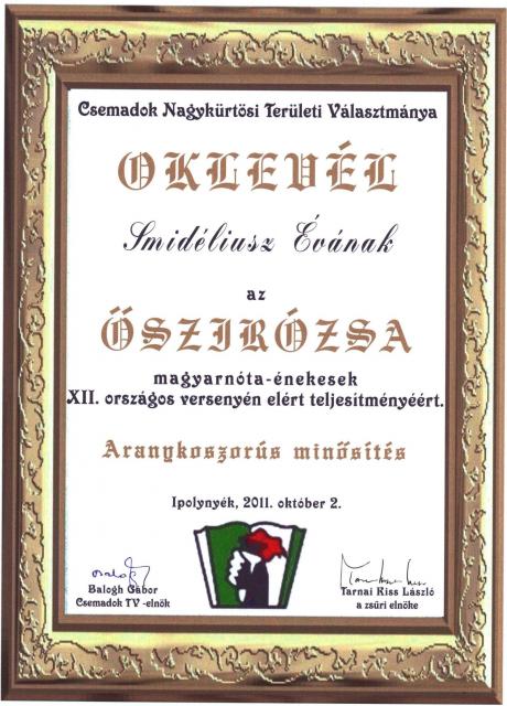 Aranykoszorús minősítés